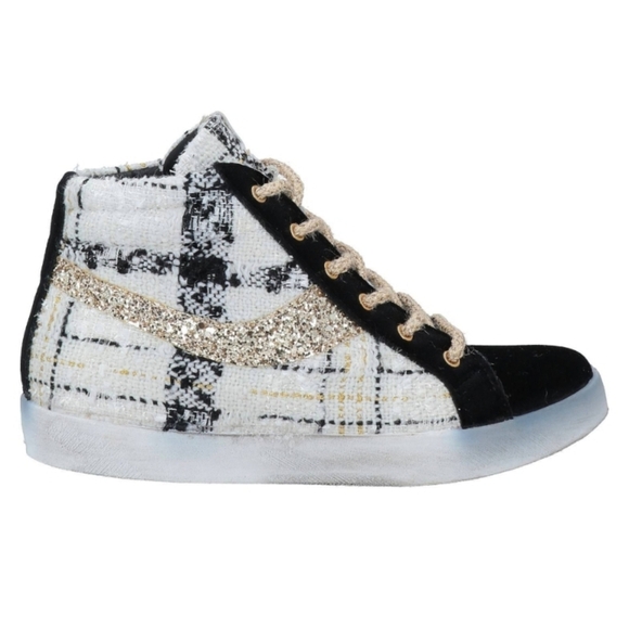 Fiori di Picche Shoes - Fiori Di Picche Fashionable Tweed/Boucle  Sneakers with Gold Lace